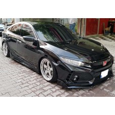 Боковые пороги DPT V-4 (черный глянец) для Honda Civic Sedan X 2016-2021 гг