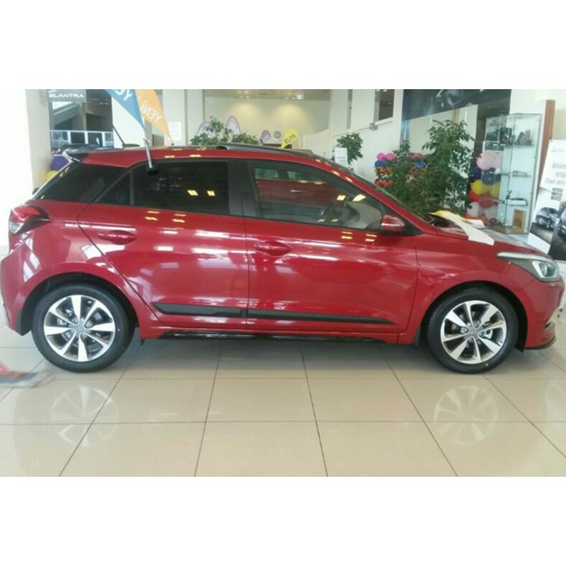 Бокові пороги DPT (2014-2020, чорний глянець) для Hyundai I-20 рр