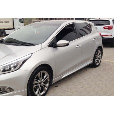 Боковые пороги DPT (2012-2015, черный глянец) для Kia Ceed