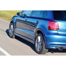 Боковые пороги DPT V-3 (черный глянец) для Volkswagen Polo 2010-2017 гг