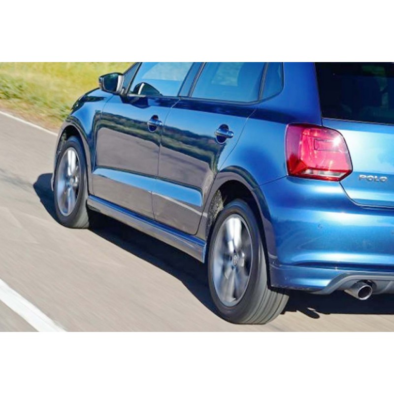 Бокові пороги DPT V-3 (чорний глянець) для Volkswagen Polo 2010-2017 рр