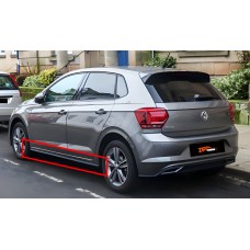 Боковые пороги DPT V-2 (черный глянец) для Volkswagen Polo 2017- рр
