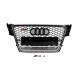 Передняя решетка с надписью Quattro RS-style (2007-2011, черная) для Ауди A4 B8