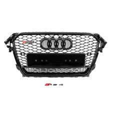 Передняя черная решетка RS-style с надписью Quattro (2012-2015) для Ауди A4 B8