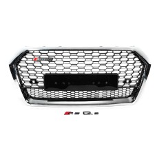 Передня решітка RSQ-Style без лого (2017-2020, чорна з хромом) для Ауди Q5 рр