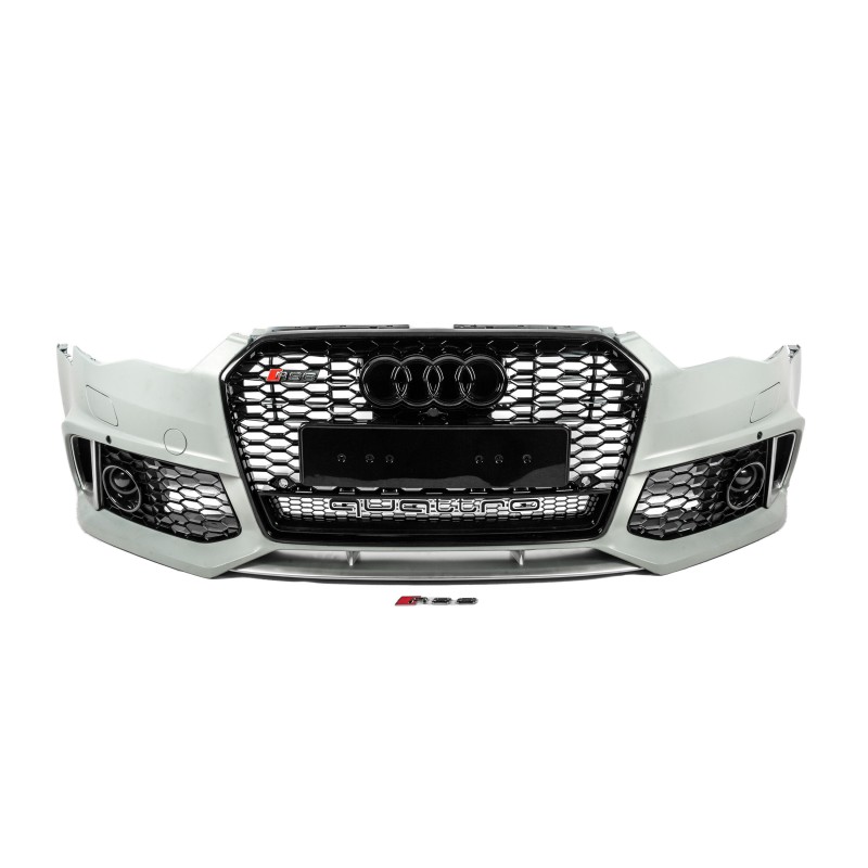Передний бампер с черной решеткой RS6-Style (2014–2017) для Ауди A6 C7 2011-2017 гг
