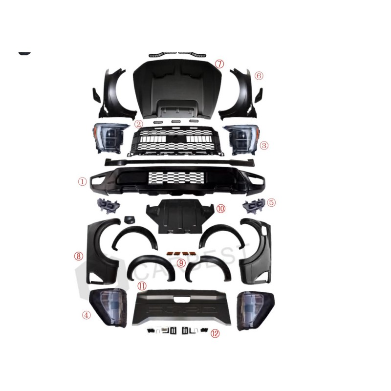 Комплект обвесов (дизайн F150 Raptor 2023) для Ford Ranger 2011-2022 гг