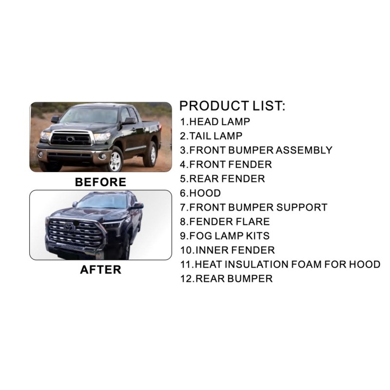 Комплект рестайлинга апгрейда 2024 (комплект) для Toyota Tundra 2007-2021 гг