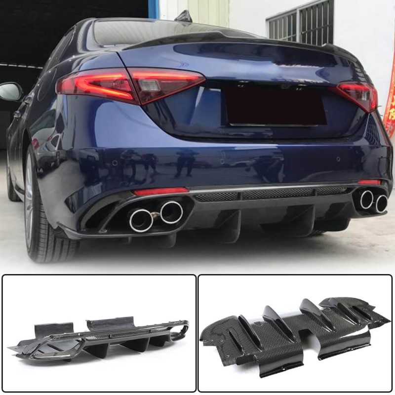 Диффузор заднего бампера V1 (для Base, Карбон) для Alfa Romeo Giulia 2016-2022 гг