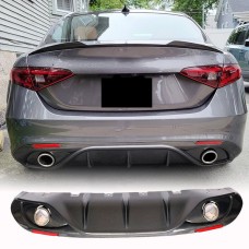 Диффузор заднего бампера с насадками V2 (для Base, Карбон) для Alfa Romeo Giulia 2016-2022 гг