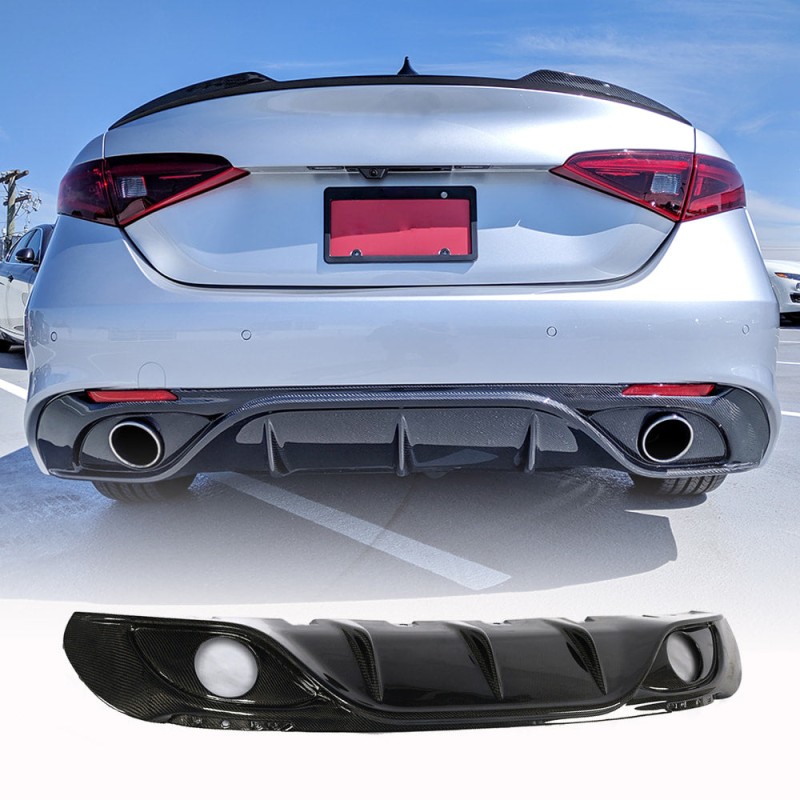 Диффузор заднего бампера (для Sport, Карбон) для Alfa Romeo Giulia 2016-2022 гг