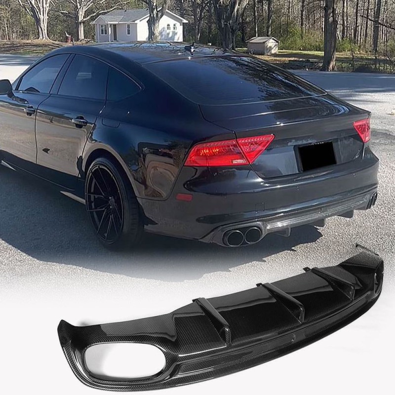 Диффузор заднего бампера V1 (для S-Line, 2010-2014, Пластик) для Ауди A7
