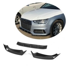 Накладка на передній бампер Lip V5 (для S-Line SD 2015-2019, Карбон) для Ауди A4 B9 рр