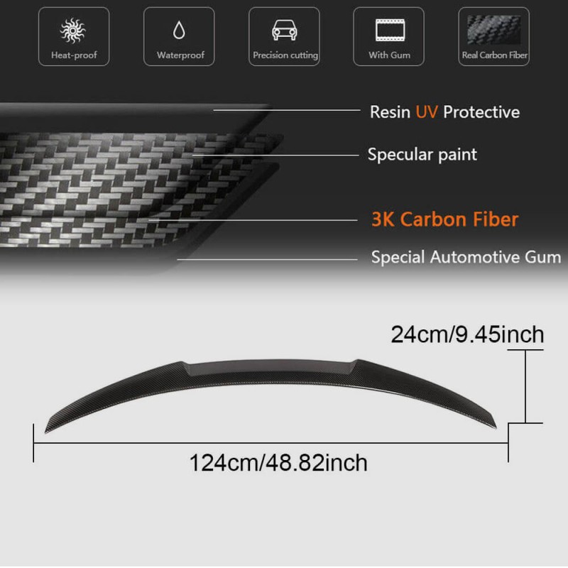 Спойлер M4-Style V1 (для F30/F80, Карбон) для BMW 3 серия F-30/31/34 2012-2019 гг Спойлер M4-Style V1 (для F30/F80, Карбон) для BMW 3 серия F-30/31/34 2012-2019 гг