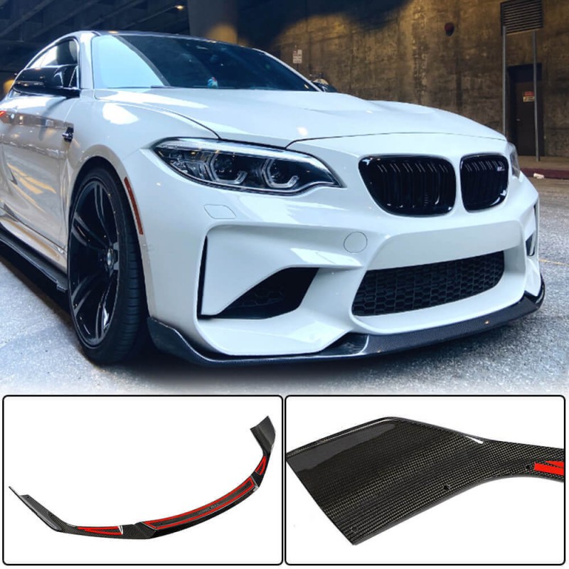 Накладка на передний бампер Lip V4 (для F87 M2 Competition, Карбон) для BMW 2 серия F22/23 2014-2021 гг