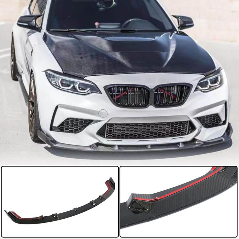 Накладка на передний бампер Lip V5 (для F87 M2 Competition, Карбон) для BMW 2 серия F22/23 2014-2021 гг
