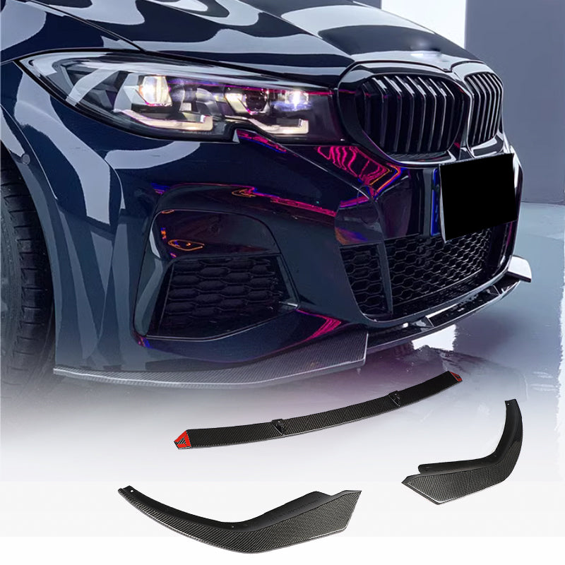 Накладка на передний бампер Карбон V1 (2019-2022 M-Sport) для BMW 3 серия G20/21 2018- гг