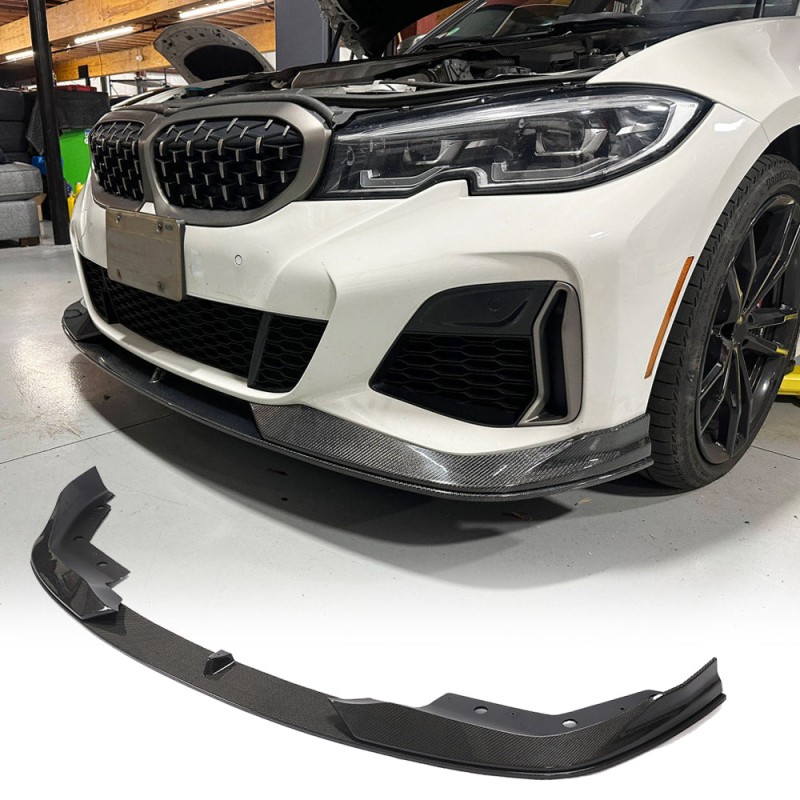 Накладка на передний бампер Карбон V2 (2019-2022 M-Sport) для BMW 3 серия G20/21 2018- гг