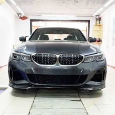 Накладка на передний бампер Карбон V3 (2019-2022 M-Sport) для BMW 3 серия G20/21 2018- гг