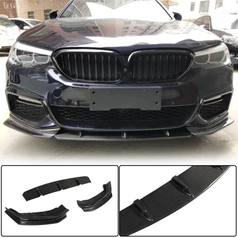Накладка на передний бампер Карбон V4 (2017-2020 M-Sport) для BMW 5 серия G30/31