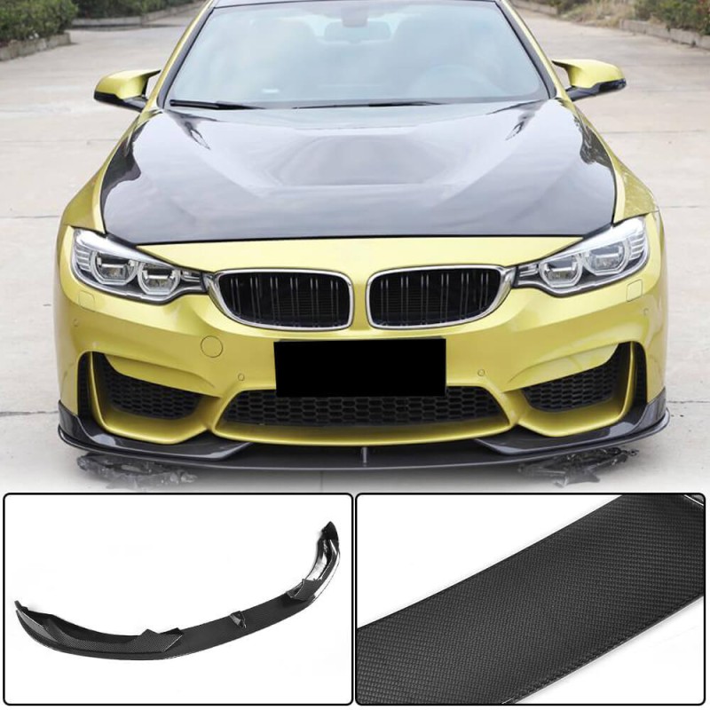 Накладка на передний бампер Lip V3 (для F82/F83, Карбон) для BMW 4 серия F-32 2012-2020 гг
