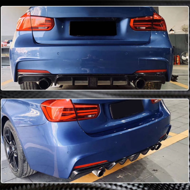 Диффузор заднего бампера Carbon V9 (для M-Sport) для BMW 3 серия F-30/31/34 2012-2019 гг Диффузор заднего бампера Carbon V9 (для M-Sport) для BMW 3 серия F-30/31/34 2012-2019 гг