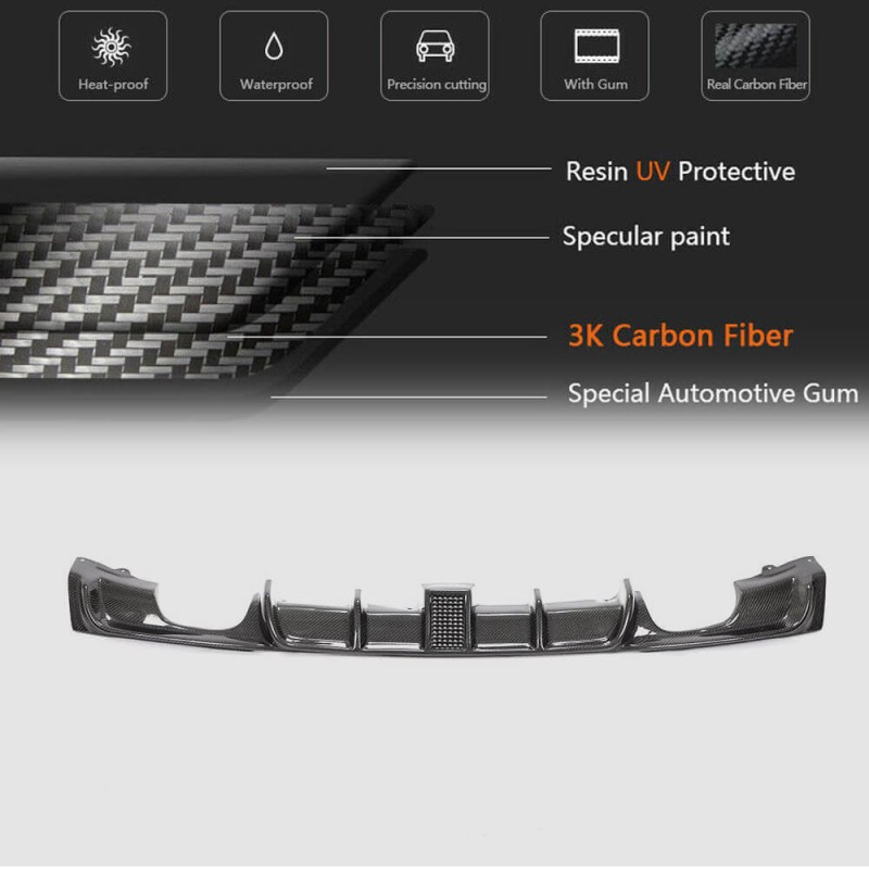 Диффузор заднего бампера Carbon V9 (для M-Sport) для BMW 3 серия F-30/31/34 2012-2019 гг Диффузор заднего бампера Carbon V9 (для M-Sport) для BMW 3 серия F-30/31/34 2012-2019 гг