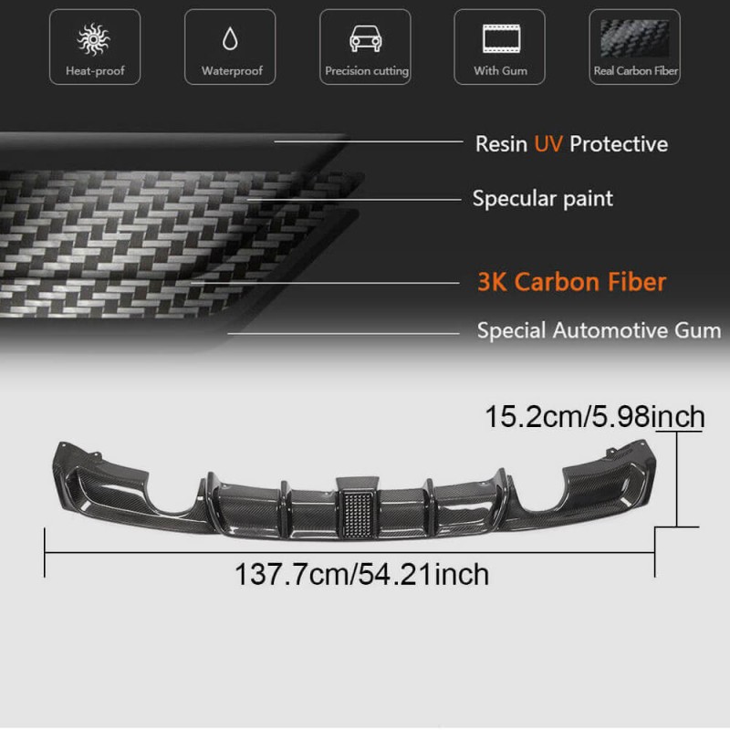 Диффузор заднего бампера Carbon V9 (для M-Sport) для BMW 3 серия F-30/31/34 2012-2019 гг Диффузор заднего бампера Carbon V9 (для M-Sport) для BMW 3 серия F-30/31/34 2012-2019 гг