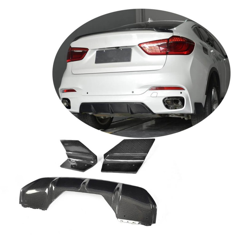 Диффузор заднего бампера Карбон V1 (M-Sport) для BMW X6 F-16 2014-2019 гг