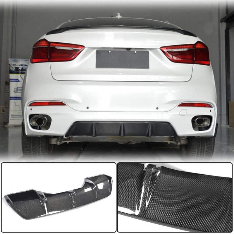 Диффузор заднего бампера Карбон V2 (M-Sport) для BMW X6 F-16 2014-2019 гг