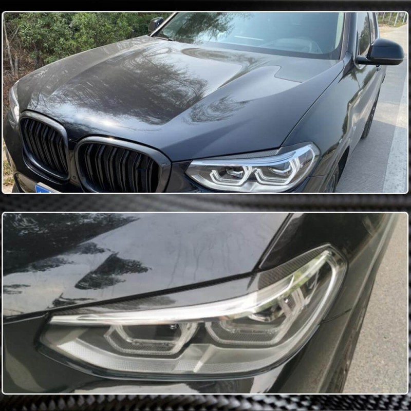 Реснички на фары (2018-2021, Карбон) для BMW X3 G01 2018- гг Реснички на фары (2018-2021, Карбон) для BMW X3 G01 2018- гг
