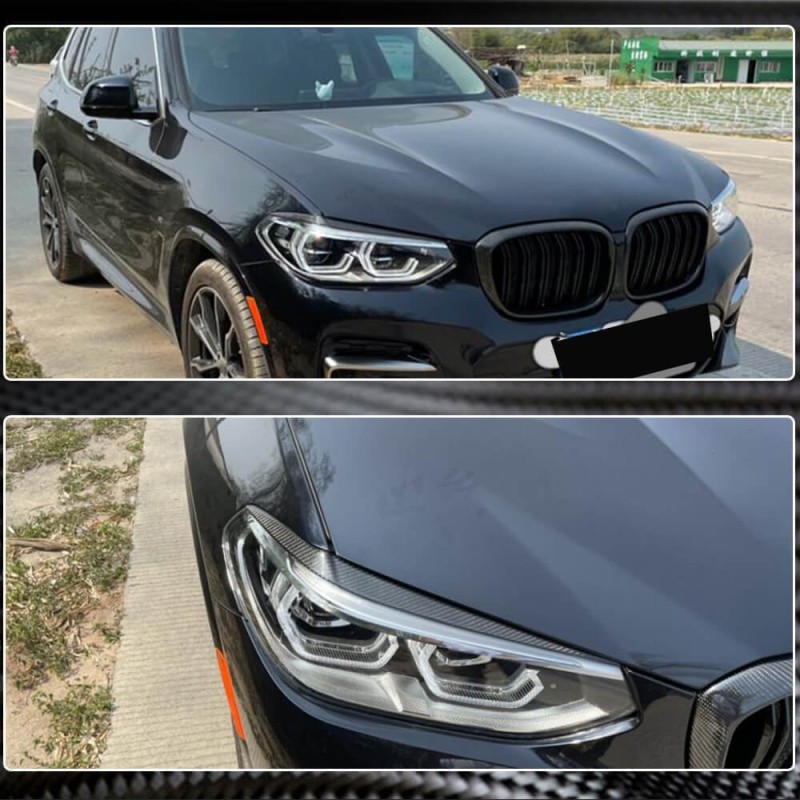 Реснички на фары (2018-2021, Карбон) для BMW X3 G01 2018- гг Реснички на фары (2018-2021, Карбон) для BMW X3 G01 2018- гг
