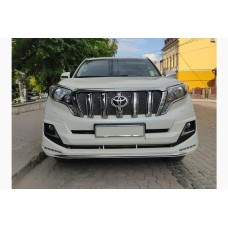 Накладки на передний и задний бампер Luxury (2013-2017) Белый цвет для Toyota Land Cruiser Prado 150