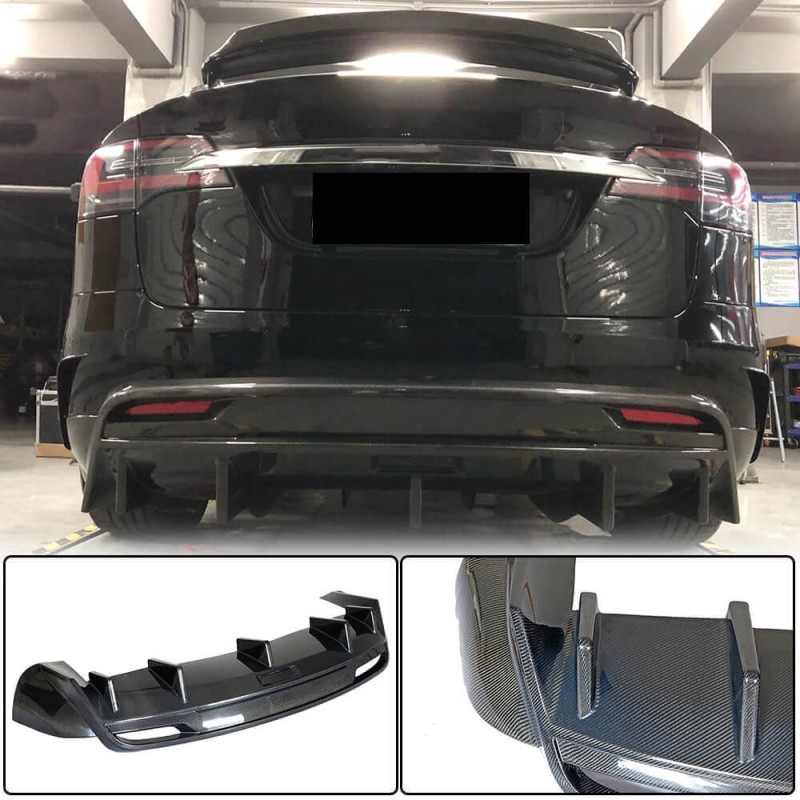 Диффузор заднего бампера Карбон V1 (2016-2020) для Tesla Model X