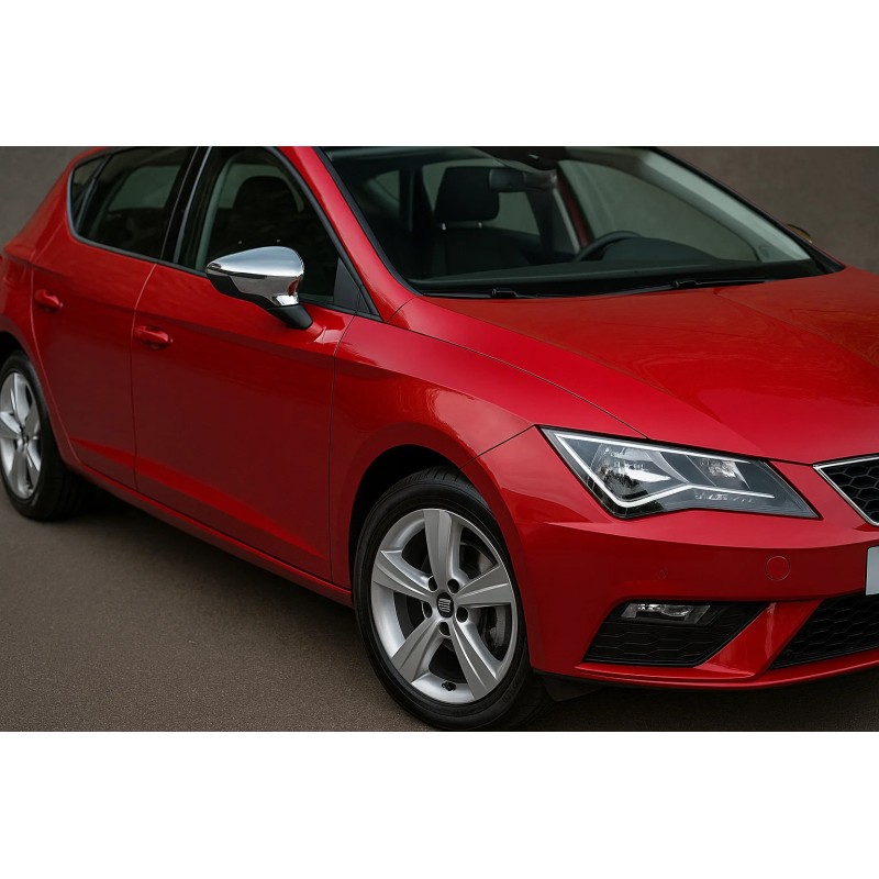 Накладки на дзеркала (2 шт., нерж) для Seat Leon 2013-2020 рр Накладки на дзеркала (2 шт., нерж) для Seat Leon 2013-2020 рр