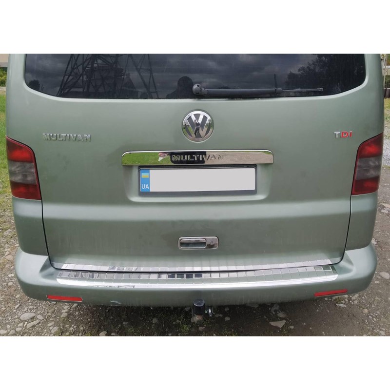 Накладка на задній бампер з загином (Omsa, нерж) Матова для Volkswagen T5 Multivan 2003-2010 рр