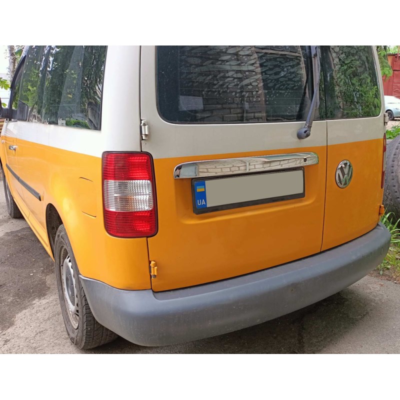 Накладка над номером (2 дверн, нерж) Надпись Caddy, Carmos - Турецкая сталь для Volkswagen Caddy 2010-2015 гг