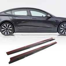 Накладки на пороги Сухой карбон V1 (2023-2025) для Tesla Model 3