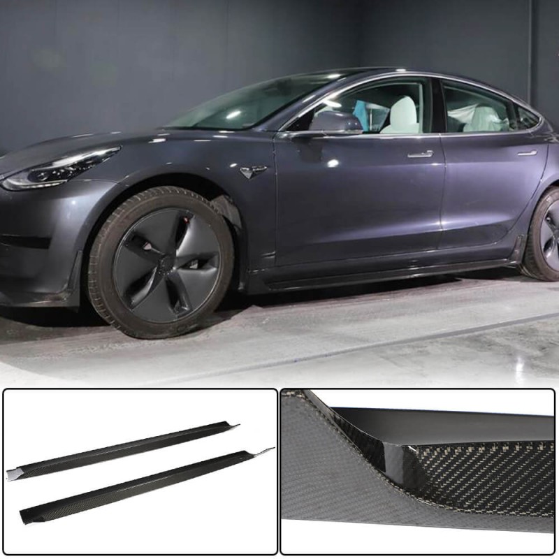 Накладки на пороги Карбон V4 (2016-2022) для Tesla Model 3