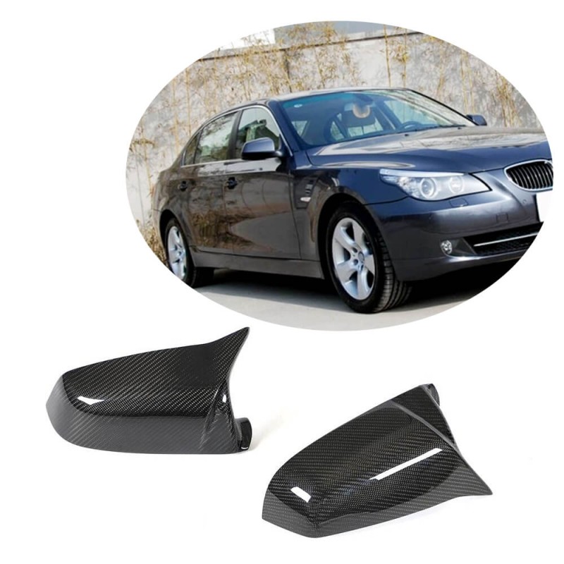Накладки на зеркала Карбон (2007-2010) для BMW 5 серия E-60/61 Накладки на зеркала Карбон (2007-2010) для BMW 5 серия E-60/61