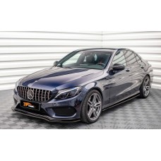 Накладка на передній бампер DPT V2 (2014-2018, тільки для AMG-Line, чорний глянець) для Mercedes C-сlass W205 рр