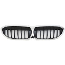 Ніздрі 1 Bar (2018-2022, чорний глянець з хром окантовкою) для BMW 3 серія G20/21 2018- рр