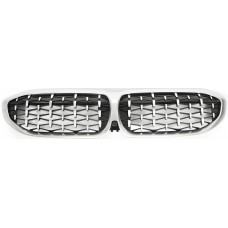 Ніздрі Diamond Silver (2018-2022, матовий хром окантовка) для BMW 3 серія G20/21 2018- рр