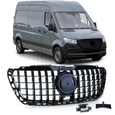 Передняя решетка GT Panamericana Black Premium Без рамки для Mercedes Sprinter W907/W910 2018- гг