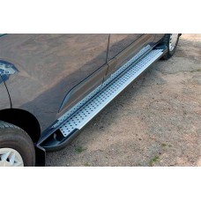 Бокові пороги Allmond Grey (2 шт., алюм.) Довга база для Ford Custom 2013-2022 рр