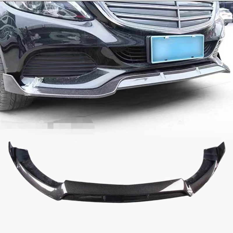 Накладка на передний бампер Lip V1 (для SD Base 2019-2021, Карбон) для Mercedes C-сlass W205