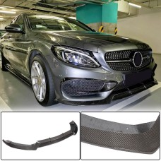 Накладка на передний бампер Lip V1 (для C43 AMG 2015-2019, Карбон) для Mercedes C-сlass W205