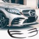 Накладки на передний бампер V1 (для C43 AMG 2019-2021, Карбон) для Mercedes C-сlass W205