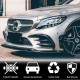 Накладки на передний бампер V1 (для C43 AMG 2019-2021, Карбон) для Mercedes C-сlass W205