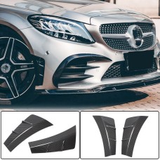 Накладки на передній бампер V2 (для C43 AMG 2019-2021, Карбон) для Mercedes C-сlass W205 рр